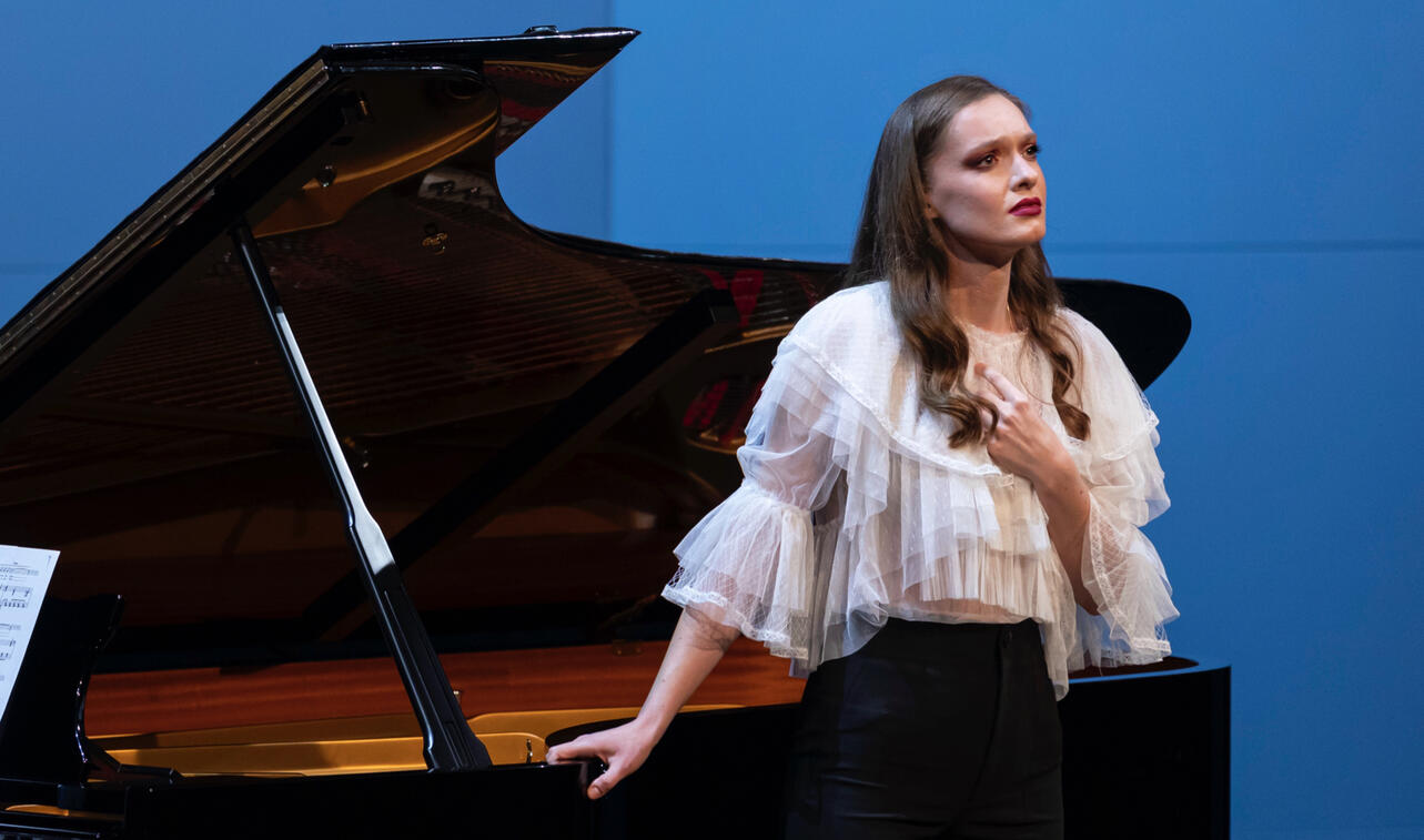 Evgeniya Khomutova enchants the audience with a solo recital at Palau de les Arts Reina Sofia, Valencia. Evgeniya Khomutova performing a solo recital at Palau de les Arts Reina Sofia, Valencia