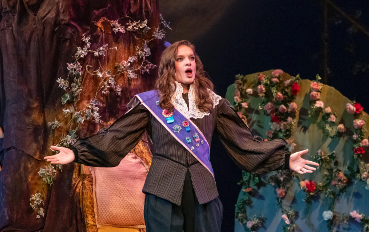 Evgeniya Khomutova embodies Le Prince Charmant in Massenet’s Cendrillon at Philadelphia’s Tomlinson Theater. Evgeniya Khomutova as Le Prince Charmant in Cendrillon at Tomlinson Theater, Philadelphia