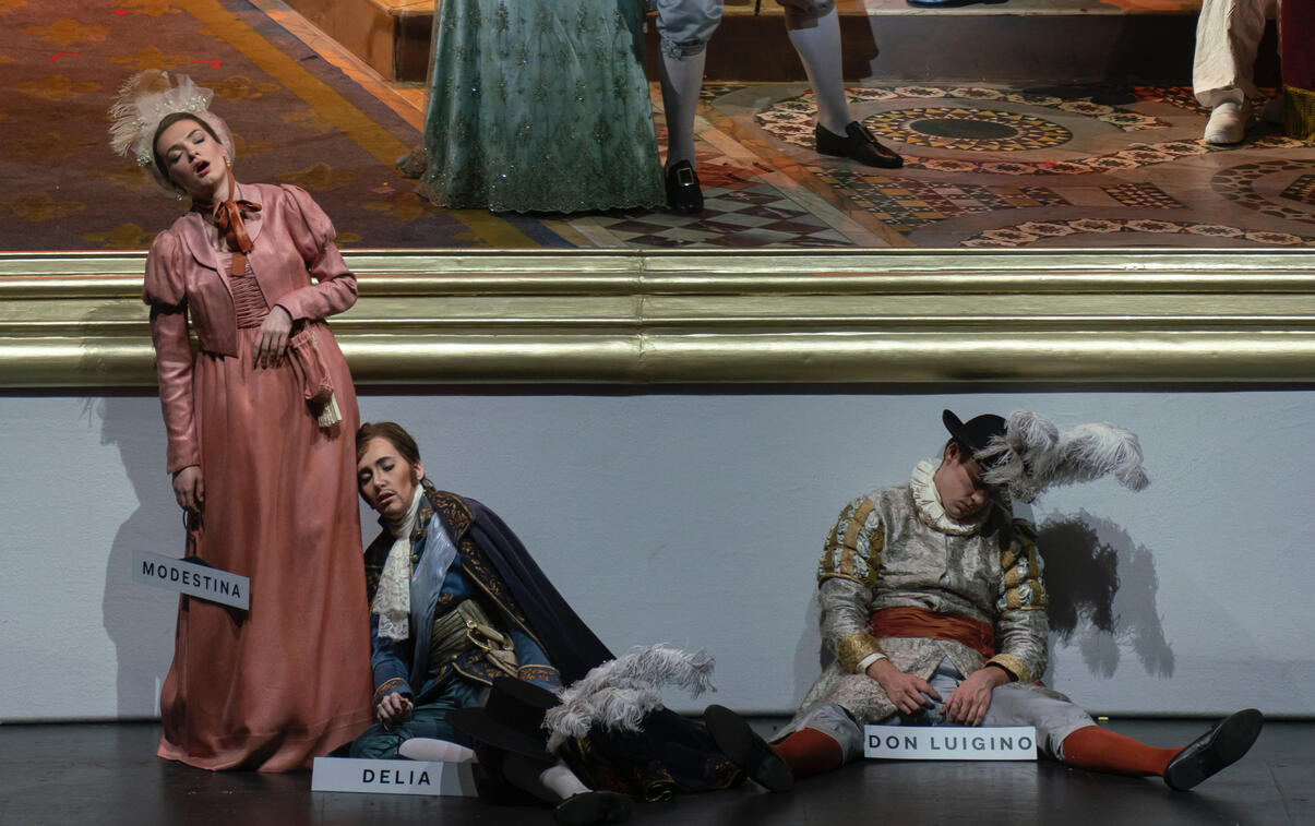 Evgeniya Khomutova performing as Modestina in Il Viaggio a Reims at Palau de les Arts Reina Sofia, Valencia